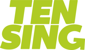 TEN SING Logo. Grüner Schriftzug "TEN SING"